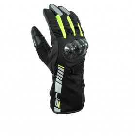Guanto Moto Orly in Pelle e Softshell Giallo e Nero