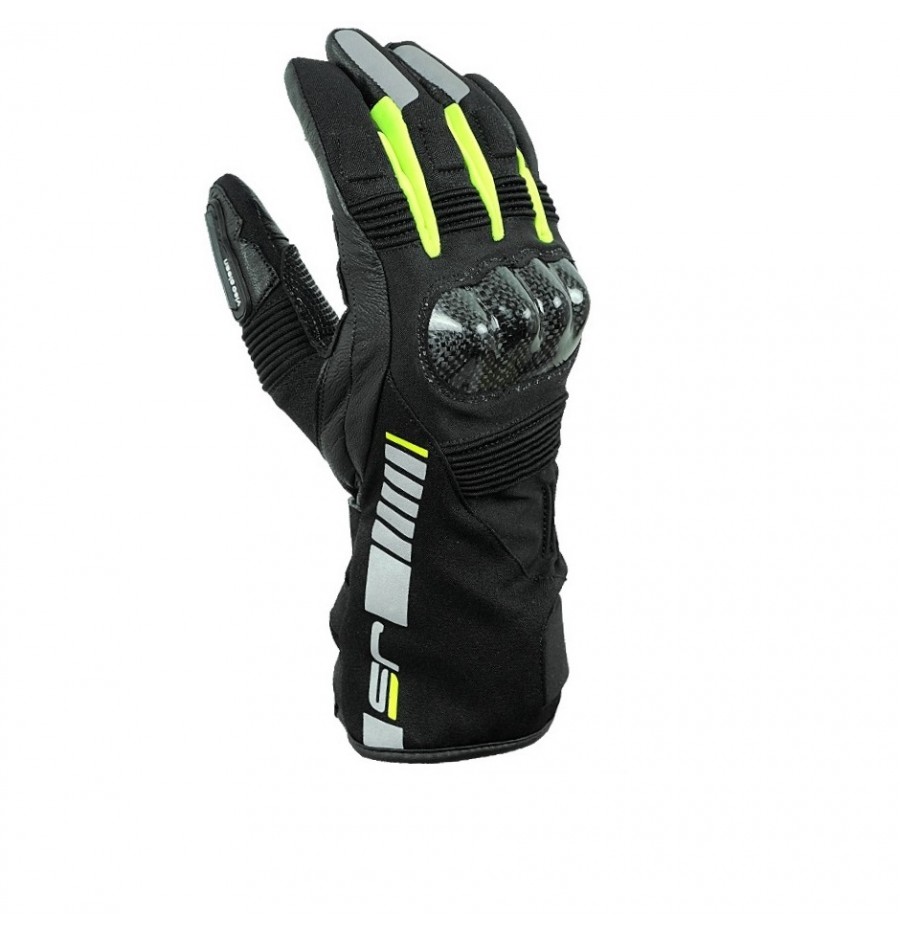 Guanto Moto Orly in Pelle e Softshell Giallo e Nero
